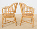 Set of Four McGuire Rattan Barrel Back Dining Chairs