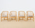 Set of Four McGuire Rattan Barrel Back Dining Chairs