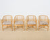 Set of Four McGuire Rattan Barrel Back Dining Chairs