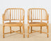 Set of Four McGuire Rattan Barrel Back Dining Chairs