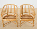 Set of Four McGuire Rattan Barrel Back Dining Chairs