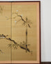Japanese Showa Four Panel Screen Spring Bamboo Landscape
