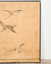 Japanese Meiji Four Panel Screen Wild Geese Over Reeds