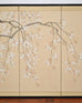 Japanese Showa Four Panel Screen Flowering Cherry Blossom