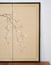 Japanese Showa Four Panel Screen Flowering Cherry Blossom