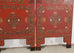 Chinese Export Four Panel Red Lacquered Chinoiserie Gilt Screen