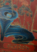 Chinese Export Four Panel Red Lacquered Chinoiserie Gilt Screen