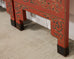 Chinese Export Four Panel Red Lacquered Chinoiserie Gilt Screen