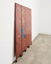 Chinese Export Four Panel Red Lacquered Chinoiserie Gilt Screen