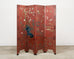 Chinese Export Four Panel Red Lacquered Chinoiserie Gilt Screen