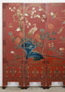 Chinese Export Four Panel Red Lacquered Chinoiserie Gilt Screen