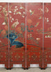 Chinese Export Four Panel Red Lacquered Chinoiserie Gilt Screen