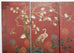 Chinese Export Four Panel Red Lacquered Chinoiserie Gilt Screen