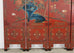 Chinese Export Four Panel Red Lacquered Chinoiserie Gilt Screen