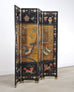 Chinese Export Lacquered Gilt Coromandel Screen Cranes and Ducks