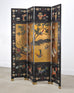 Chinese Export Lacquered Gilt Coromandel Screen Cranes and Ducks