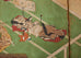 Weathered Japanese Meiji Four Panel Screen Tale of Genji