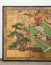 Weathered Japanese Meiji Four Panel Screen Tale of Genji