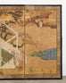 Weathered Japanese Meiji Four Panel Screen Tale of Genji