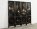 Chinese Export Four Panel Carved Soapstone Coromandel Screen