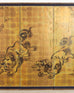 Japanese Showa Four Panel Screen Pair of Karashishi Foo Dogs