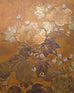 Japanese Showa Four Panel Screen Gilt Moriage Flowers