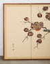 Japanese Showa Four Panel Screen Fruiting Pomegranate Tree