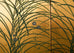 Japanese Showa Four Panel Screen Quail Amid Autumn Grasses