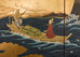 Japanese Showa Four Panel Screen Nanban Ship on Gilt