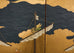 Japanese Showa Four Panel Screen Nanban Ship on Gilt