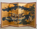 Japanese Showa Four Panel Screen Nanban Ship on Gilt