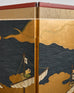 Japanese Showa Four Panel Screen Nanban Ship on Gilt