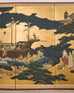 Japanese Showa Four Panel Screen Nanban Ship on Gilt