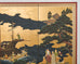 Japanese Showa Four Panel Screen Nanban Ship on Gilt