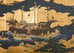 Japanese Showa Four Panel Screen Nanban Ship on Gilt