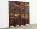 Chinese Export Qing Lacquered Four Panel Coromandel Screen