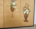 Japanese Showa Four Panel Screen Flower Vases on Silk