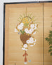 Japanese Showa Four Panel Screen Flower Vases on Silk