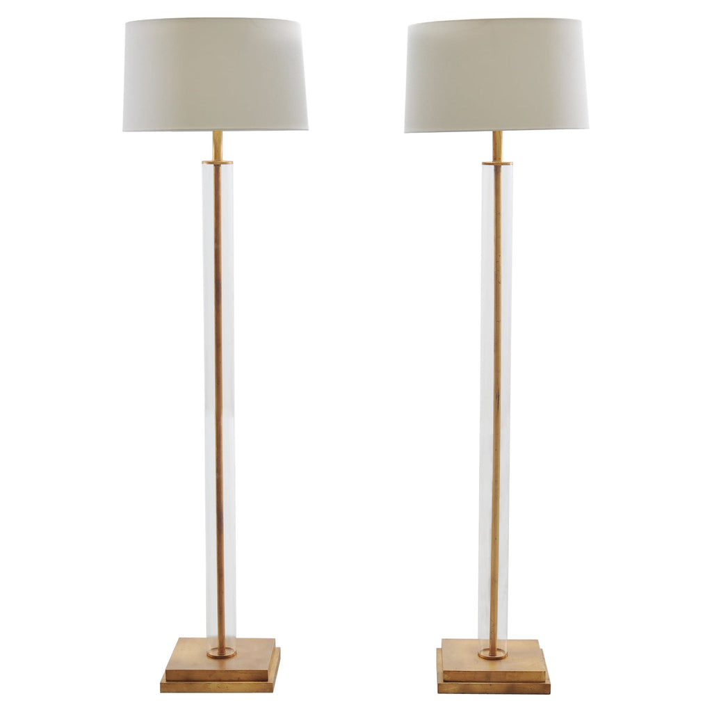 Pair of Charles Hollis Jones Style Lucite Column Floor Lamps