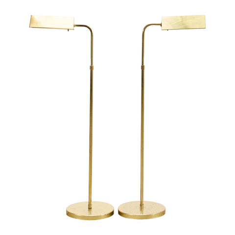 Pair of Mid-Century Brass Adjustable Pharmacy Floor Lamps
