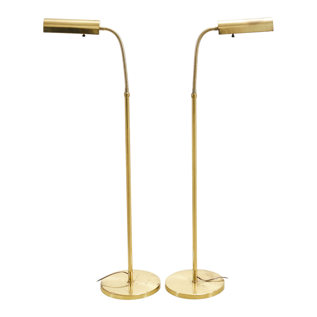 Pair of Mid-Century Brass Adjustable Pharmacy Floor Lamps