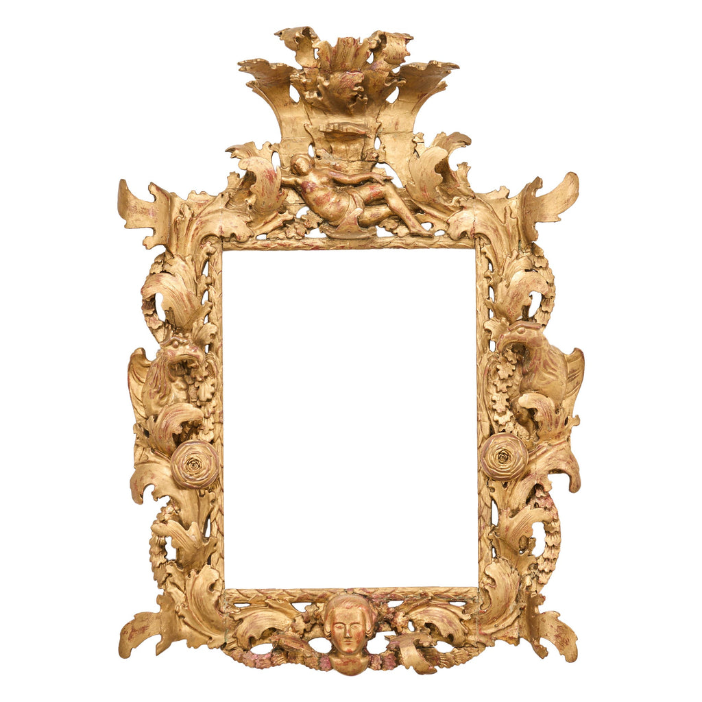 18th Century Italian Baroque Carved Giltwood Picture Mirror Frame