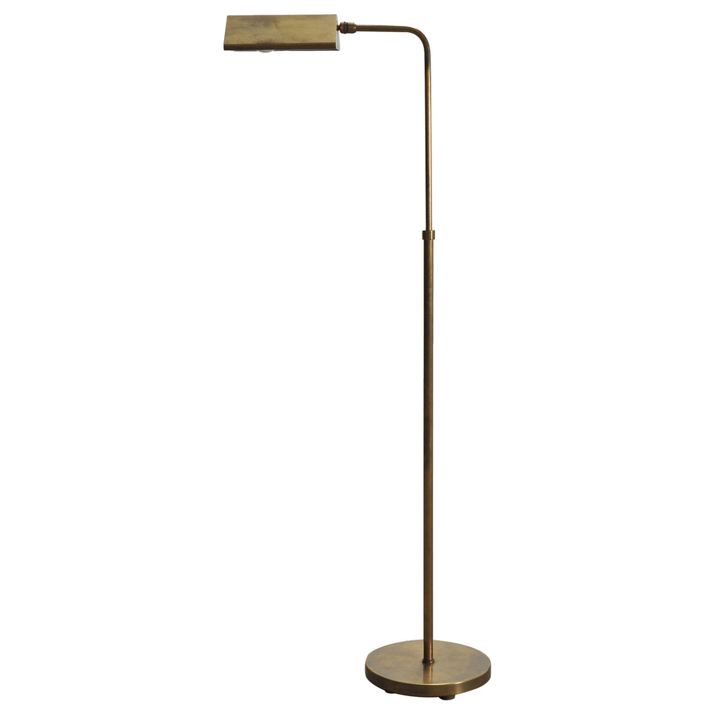 Mid-Century Patinated Brass Adjustable Pharmacy Floor Lamp