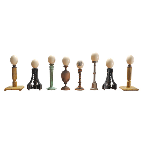Set of Eight Mounted Ostrich Egg Finials by Artist Ira Yeager