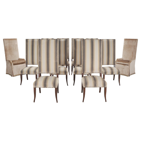 Set of 12 Ferrell+Mittman Art Deco High-Back Dining Chairs