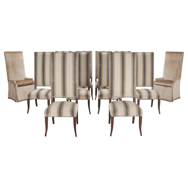 Set of 12 Ferrell+Mittman Art Deco High-Back Dining Chairs