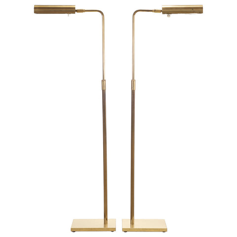 Pair of Koch & Lowy OMI Patinated Brass Pharmacy Floor Lamps