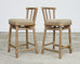 Set of Five McGuire Cerused Rattan Counter Height Barstools