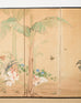 Japanese Taisho Six Panel Screen Roosters and Hens