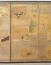 Japanese Edo Six Panel Screen Kano School Applied Vignettes